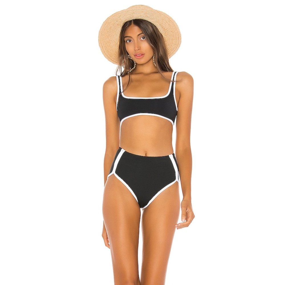 L*SPACE Black & White Bikini Set (Mickee Top & Cali Cut Bottom)